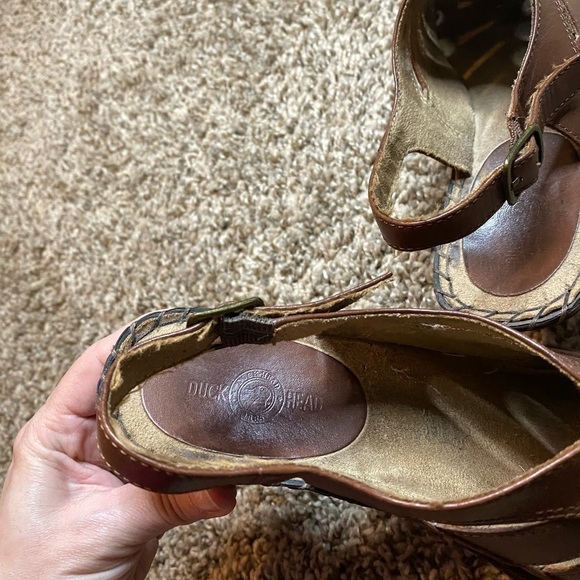 Duck Head Brown Leather Clog Wedge Sandals Sz 6 1/2 - Picture 8 of 9